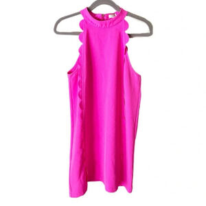 TCEC Dress Women's Large Hot Pink Scalloped Trim Mini Preppy Barbiecore